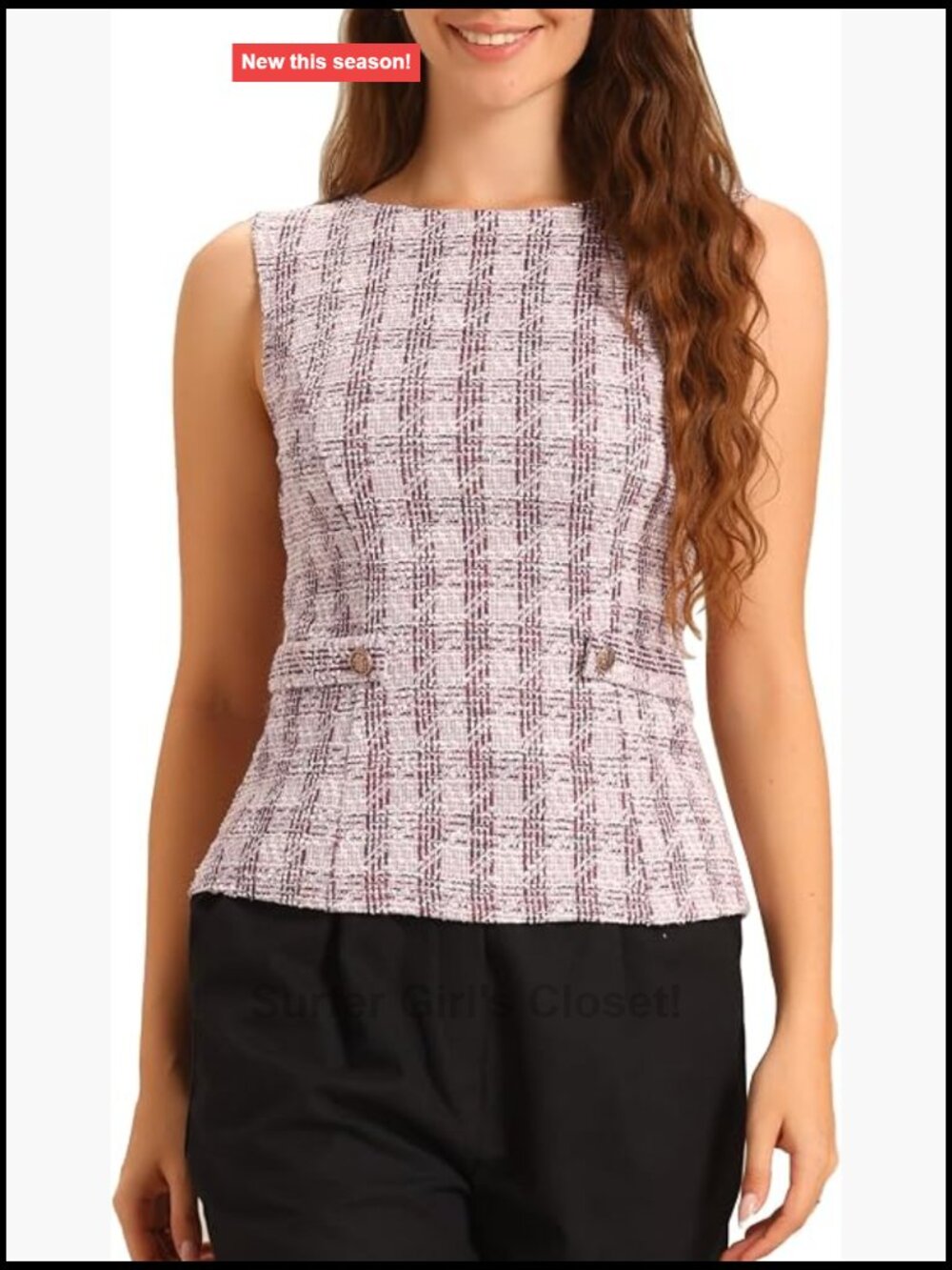 Sleeveless Tweed Vest Top Business Casual Women's Tank